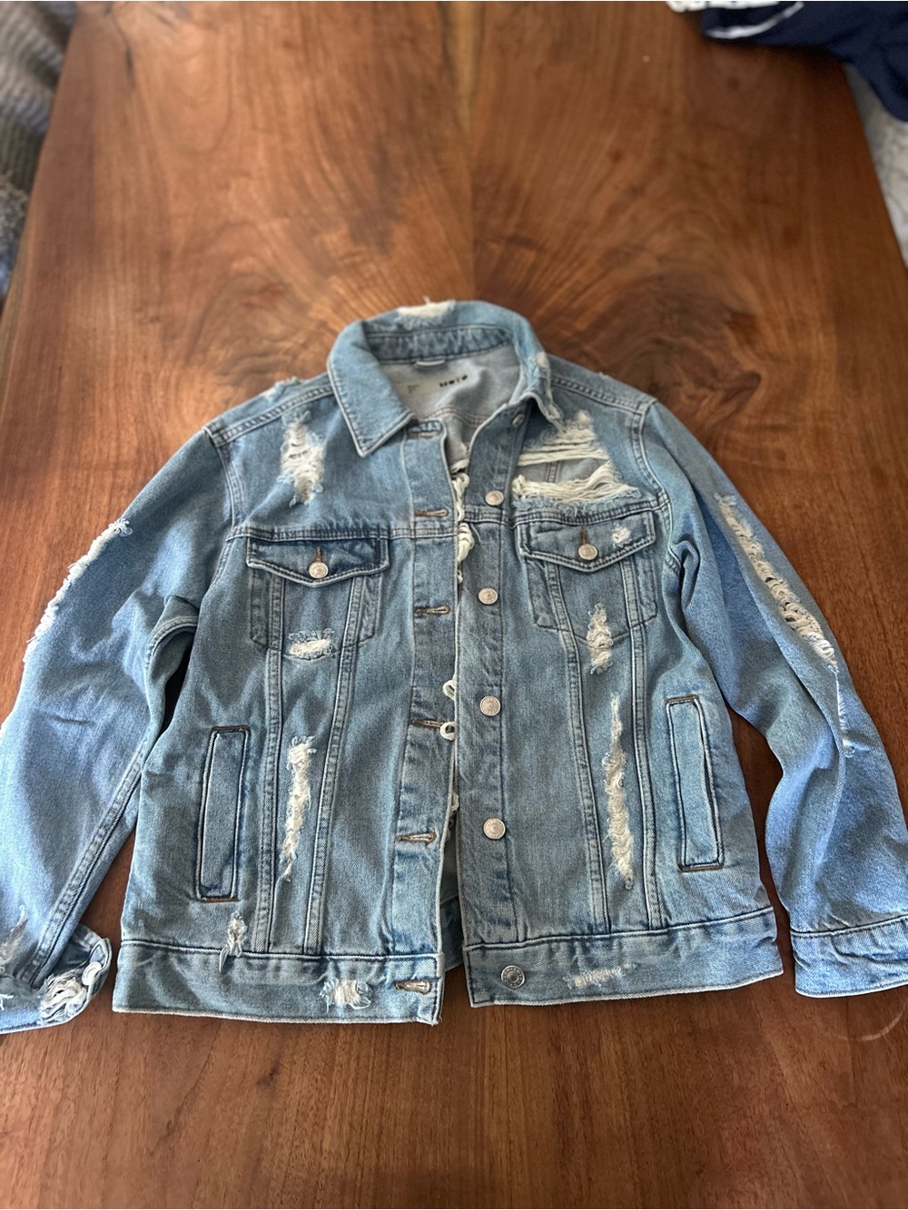 Topshop Light Blue Distressed Denim Jacket - Men